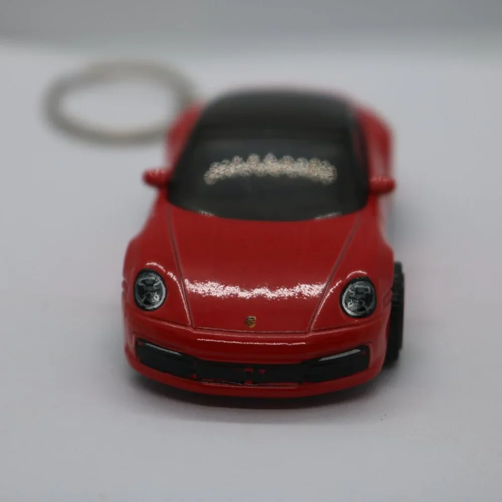 Porsche 911 Targa custom keychain bright red 1/64 scale
